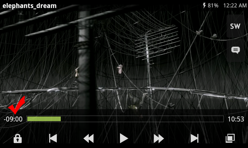 MX Player 播放界面